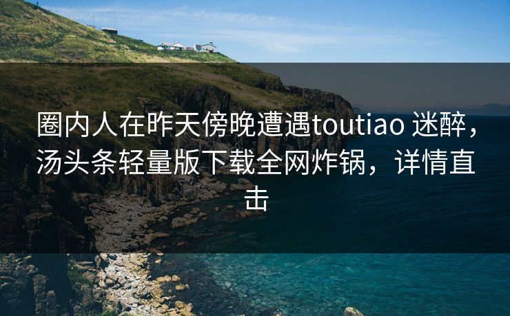 圈内人在昨天傍晚遭遇toutiao 迷醉，汤头条轻量版下载全网炸锅，详情直击