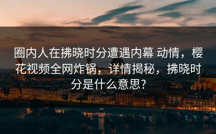 圈内人在拂晓时分遭遇内幕 动情，樱花视频全网炸锅，详情揭秘，拂晓时分是什么意思?